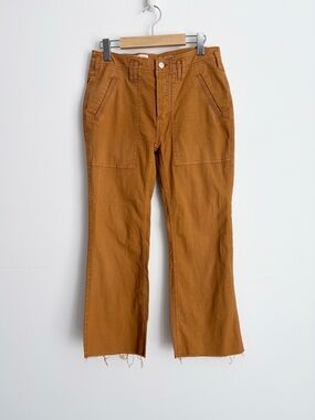 Anthropologie Pilcro The Yaya Brown Raw Hem Crop Flare Jeans 27P NWT
